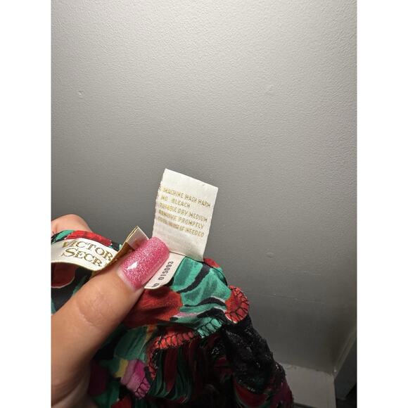 Vintage 90s VICTORIA'S SECRET Lace TULIP FLORAL Print Lingerie Slip Night Gown - Picture 8 of 8